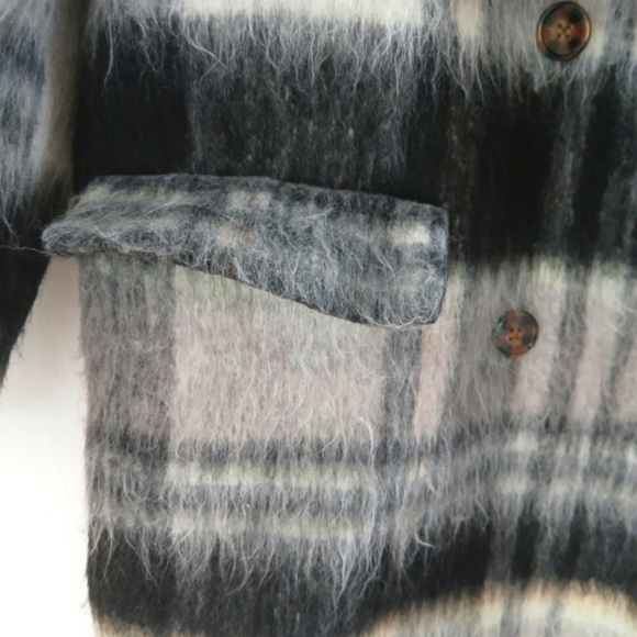 Vintage Forever 21 Jacket Duster All Over Curve Long-Line Overcoat Shadow Check - Picture 11 of 15